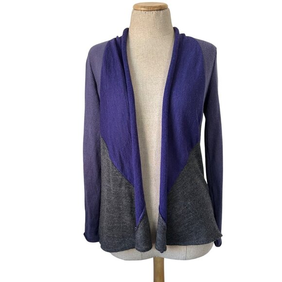 Eileen Fisher Petite Womens Open Front Cardigan Purple & Gray 100% Royal Alpaca - Picture 1 of 7